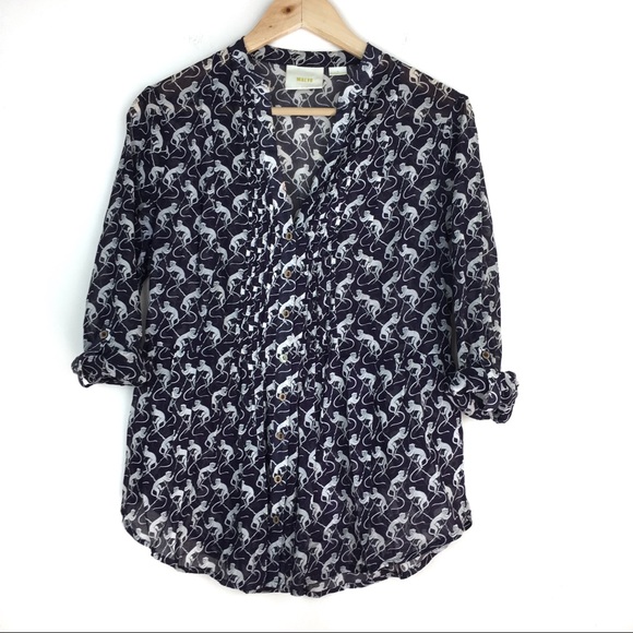 Anthropologie Tops - Anthro Maeve Monkey Print Blouse